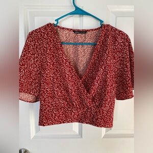 SHEIN V-Neck Cropped Blouse